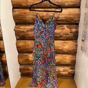 💙Gorgeous SALONI 2 Floral Multicolor Spaghetti Silk Strap Dress
